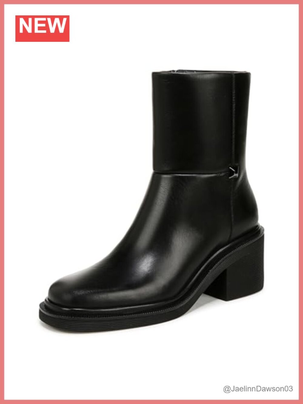 Franco Sarto Kyra Leather Ankle Boot Zip Block Heel